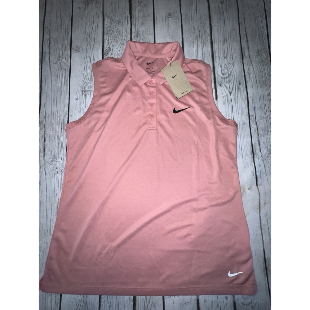 Nike Golf Dri-Fit Tank Top Women's Large Pink Salmon Collared NWT